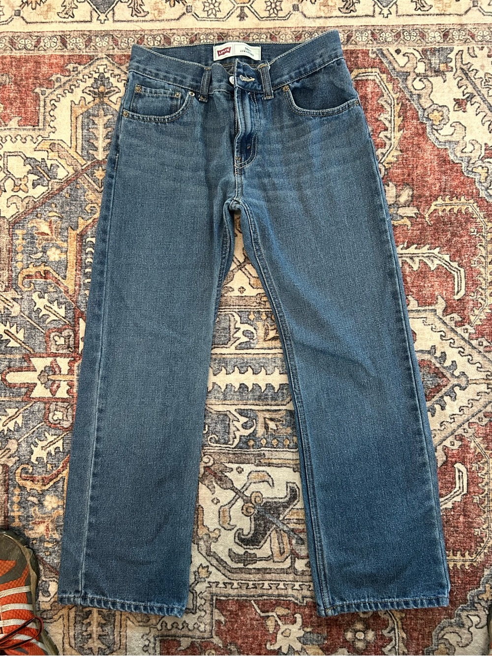 Levi's Blue Denim 505 Straight Jeans with Contrast Stitching